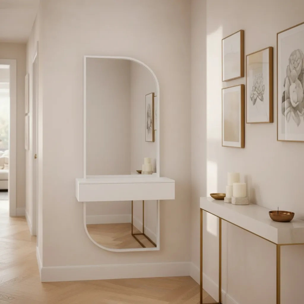 Lustro BOLD w białej ramie MDF z szafką na klucze 60X160-S12 Lustro BOLD w białej ramie MDF z szafką na klucze 60X160-S12