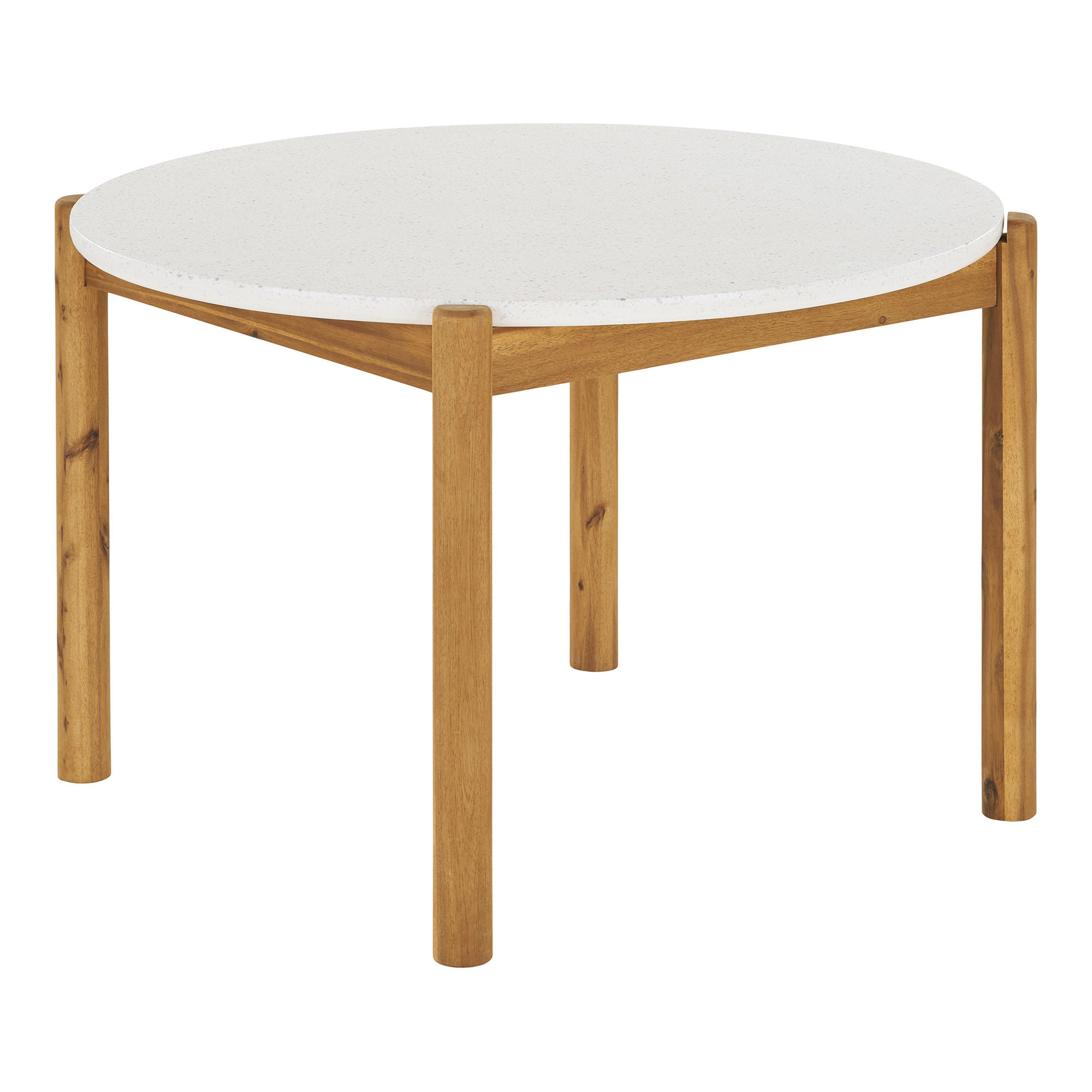 Stół okrągły TERRACINA 120 cm lastryko, akacja biały, naturalny