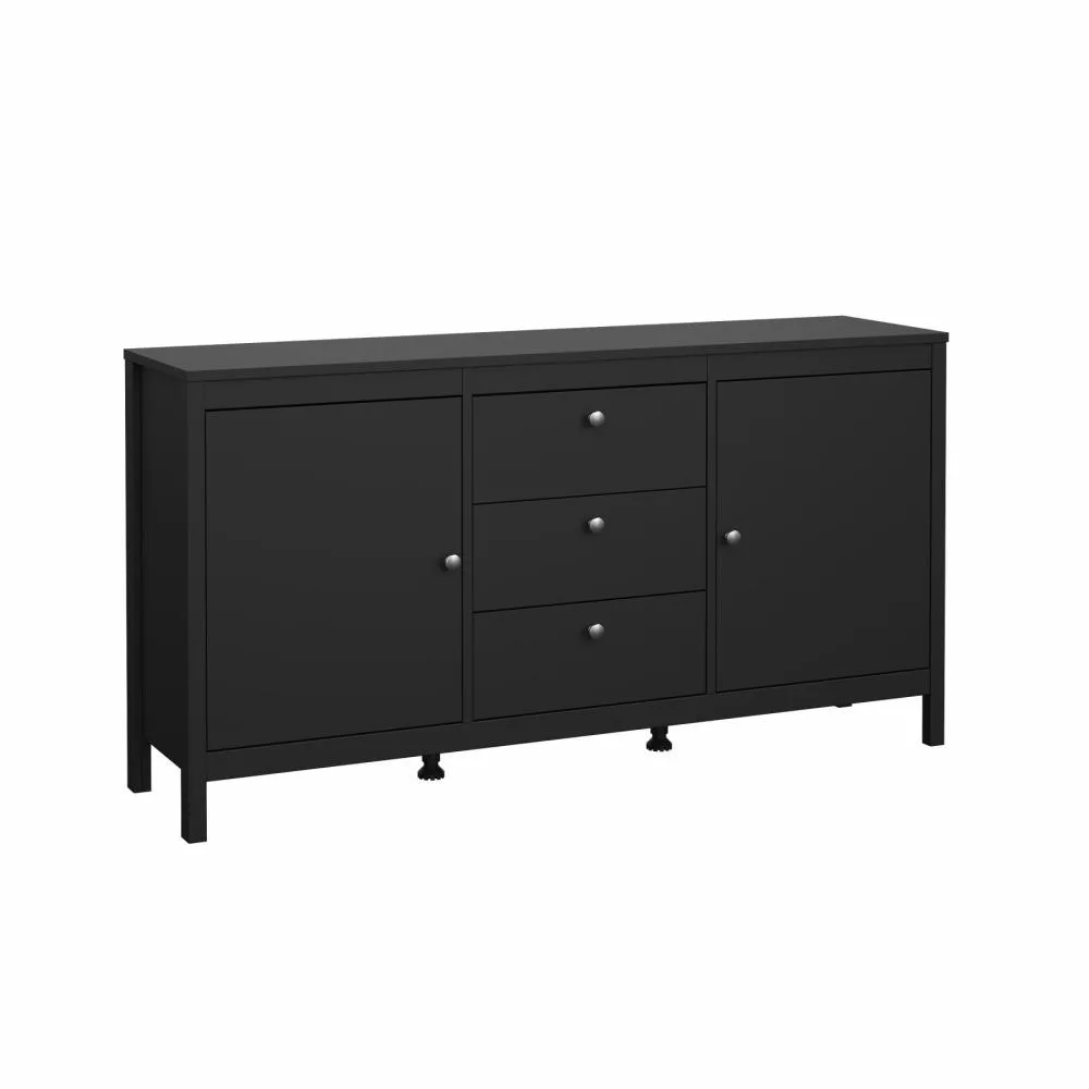 Komoda 2 drzwiowa z 3 szufladami MADRID czarny mat