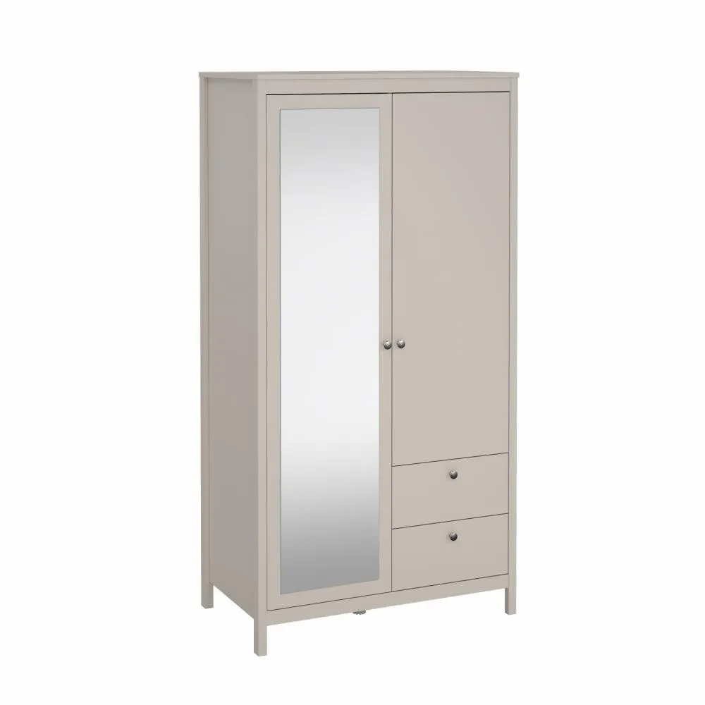 Szafa MADRID z 1 drzwiami + 1 drzwiczkami lustrzanymi + 2 szuflady cashmere