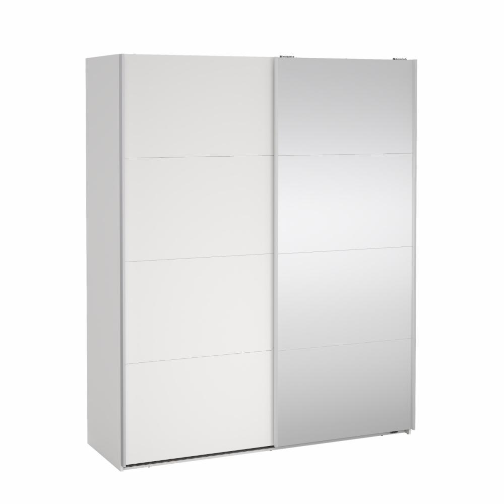 Szafa przesuwna 2-drzwiowa z lustrem BERGAMO 180 x 220 cm biała