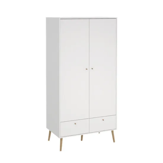 Szafa 2-drzwiowa z 2 szufladami BODO 99 cm biała