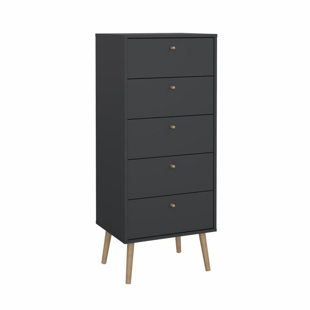Komoda z 5 szufladami BODO 50 cm szary mat
