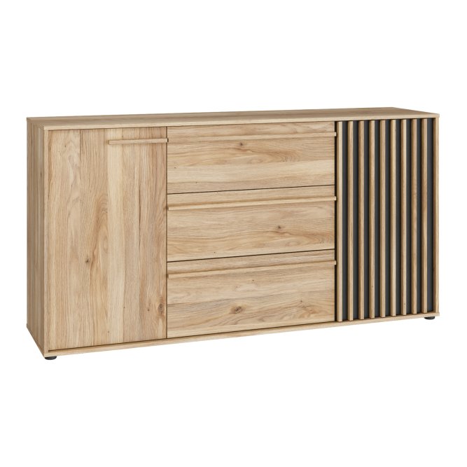 Komoda 2-drzwiowa ARANK z 3 szufladami 162 cm dąb mauvella czarny