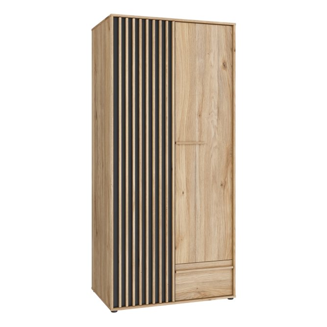 Szafa 2-drzwiowa ARANK z szufladą 93 cm dąb mauvella czarny