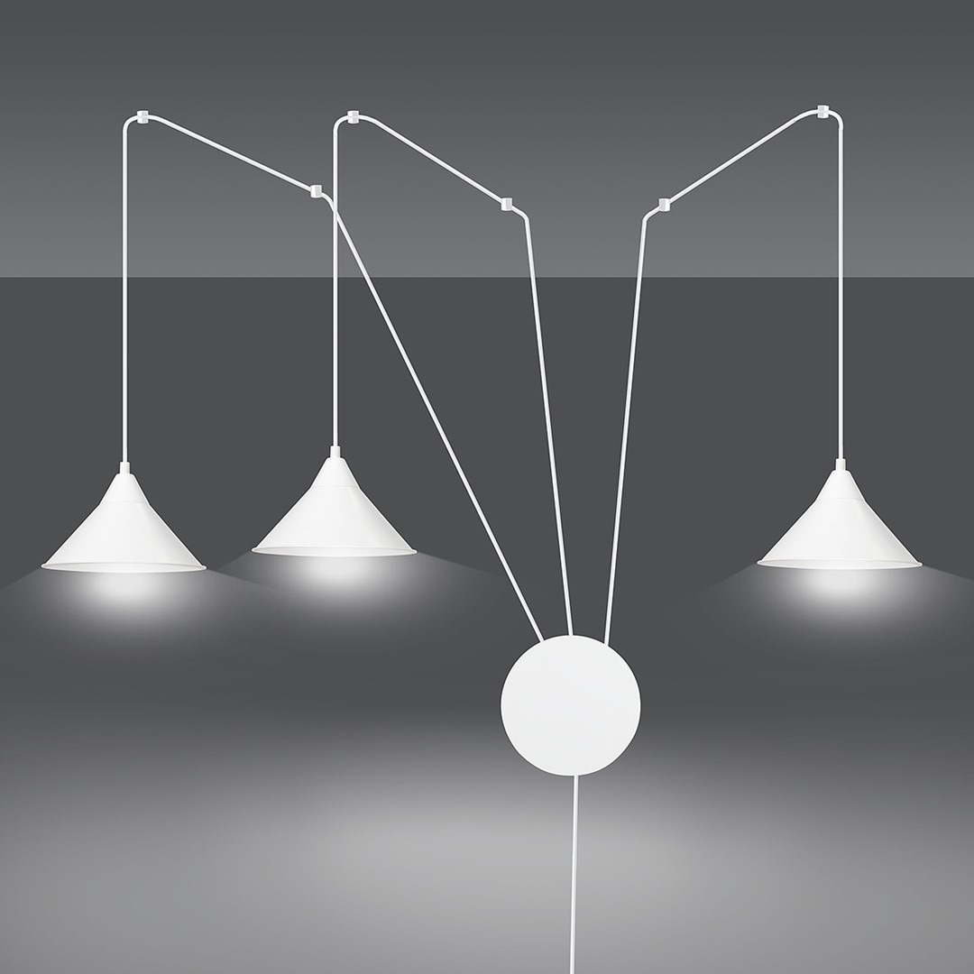 Lampa wisząca ABRAMO 3 z wtyczką do kontaktu biała Lampa wisząca ABRAMO 3 z wtyczką do kontaktu biała