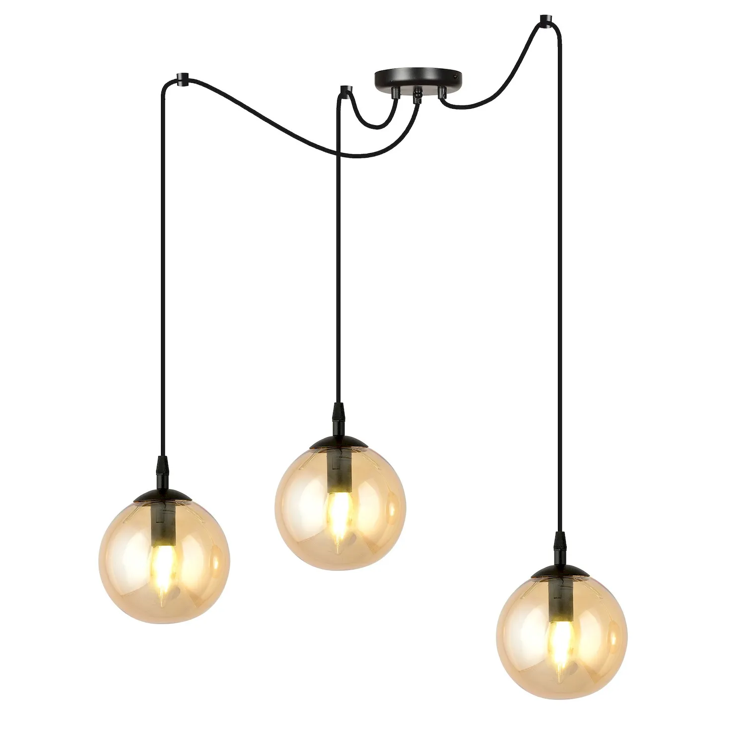 Lampa wisząca pająk GIGI 3 czarny miodowy