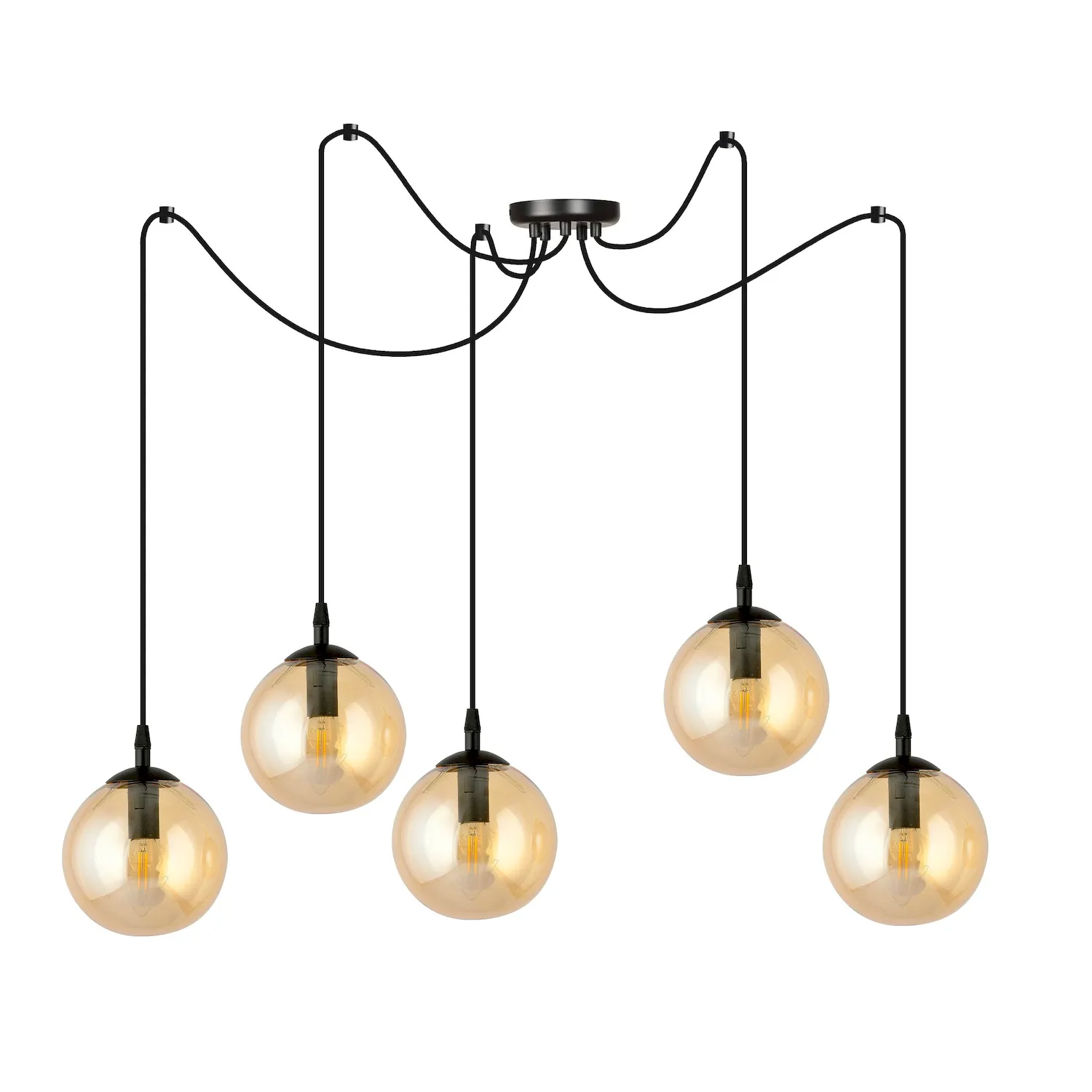 Lampa wisząca pająk GIGI 5 czarny miodowy