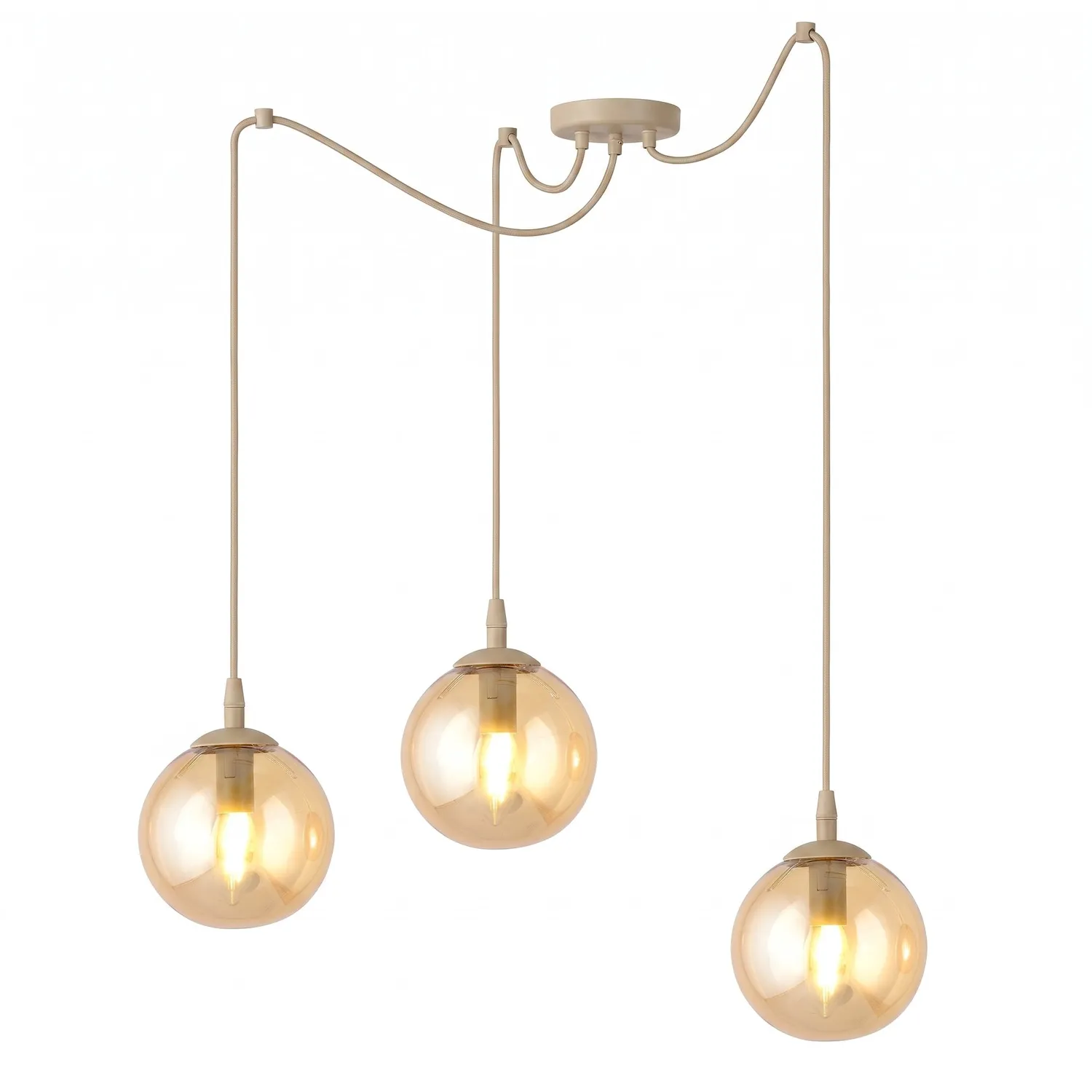 Lampa wisząca pająk GIGI 3 beżowy miodowy Lampa wisząca pająk GIGI 3 beżowy miodowy