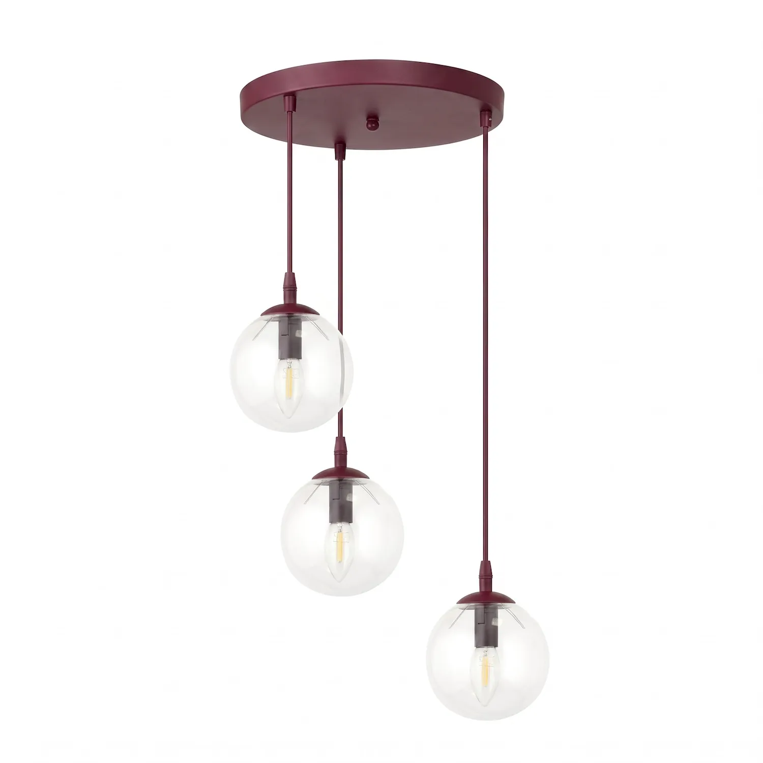 Lampa wisząca COSMO 3 PREM burgund transparentny