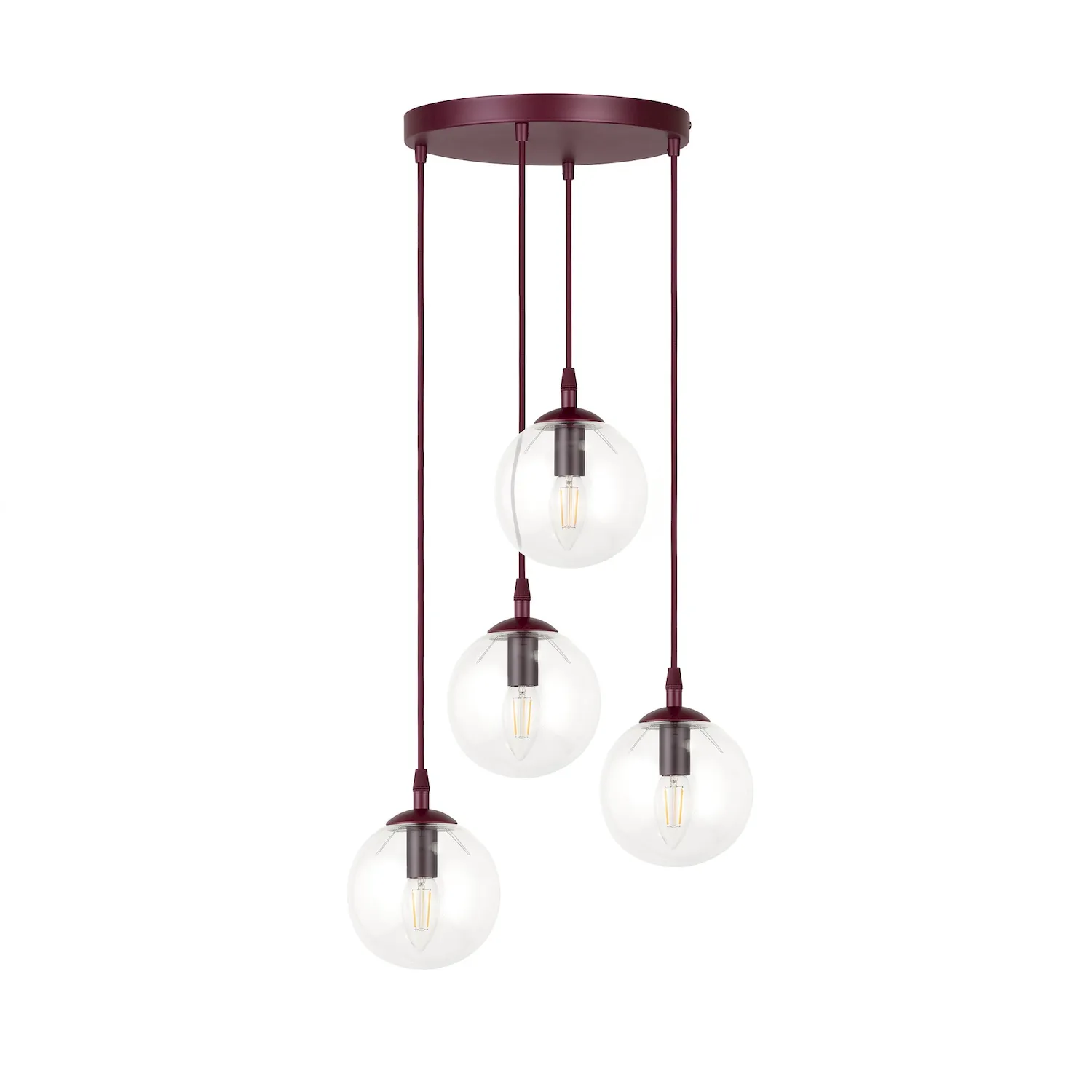 Lampa wisząca COSMO 4 PREM burgund transparentny