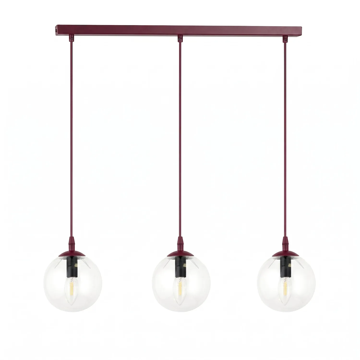 Lampa wisząca COSMO 3 burgund transparentny