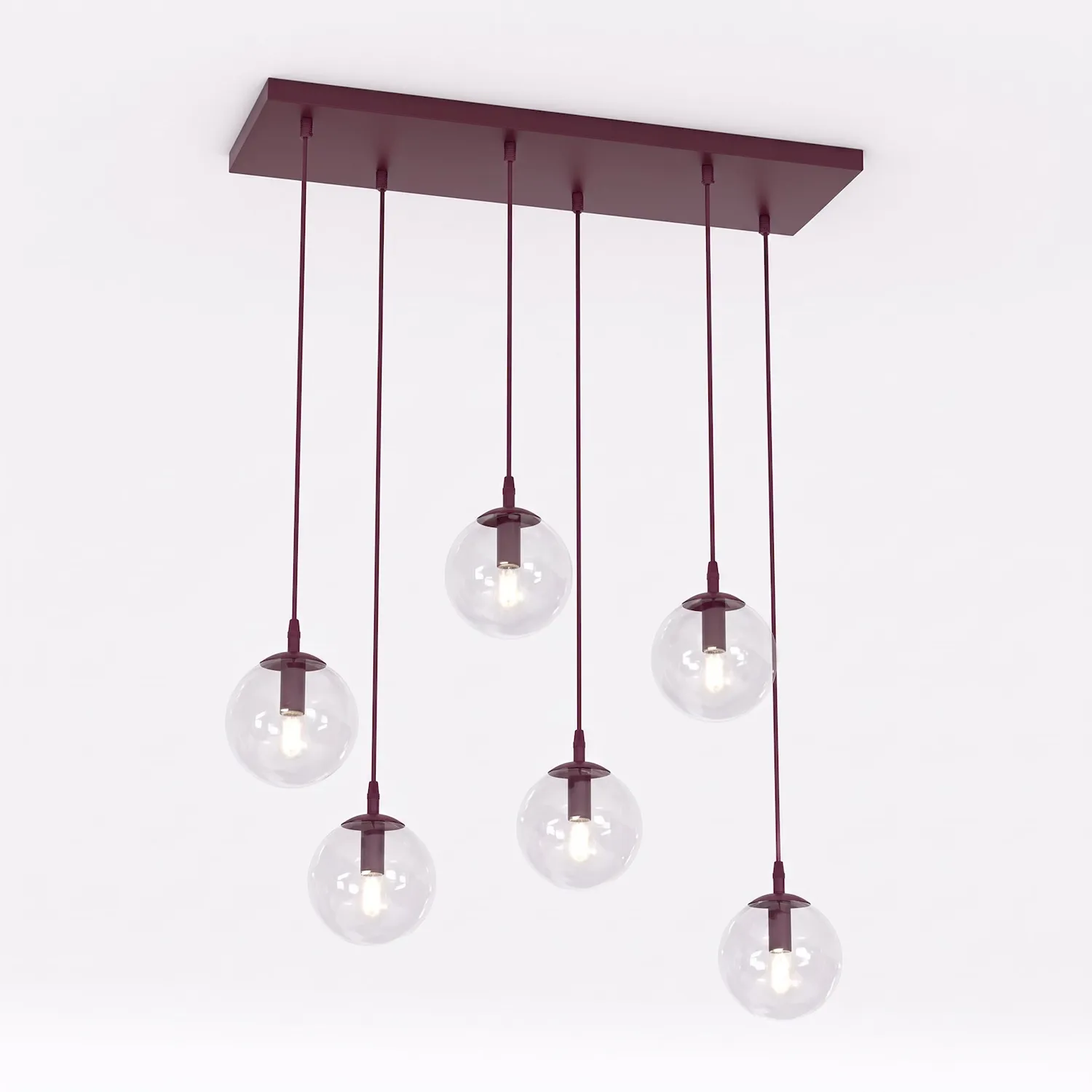 Lampa wisząca COSMO 6 burgund transparentny