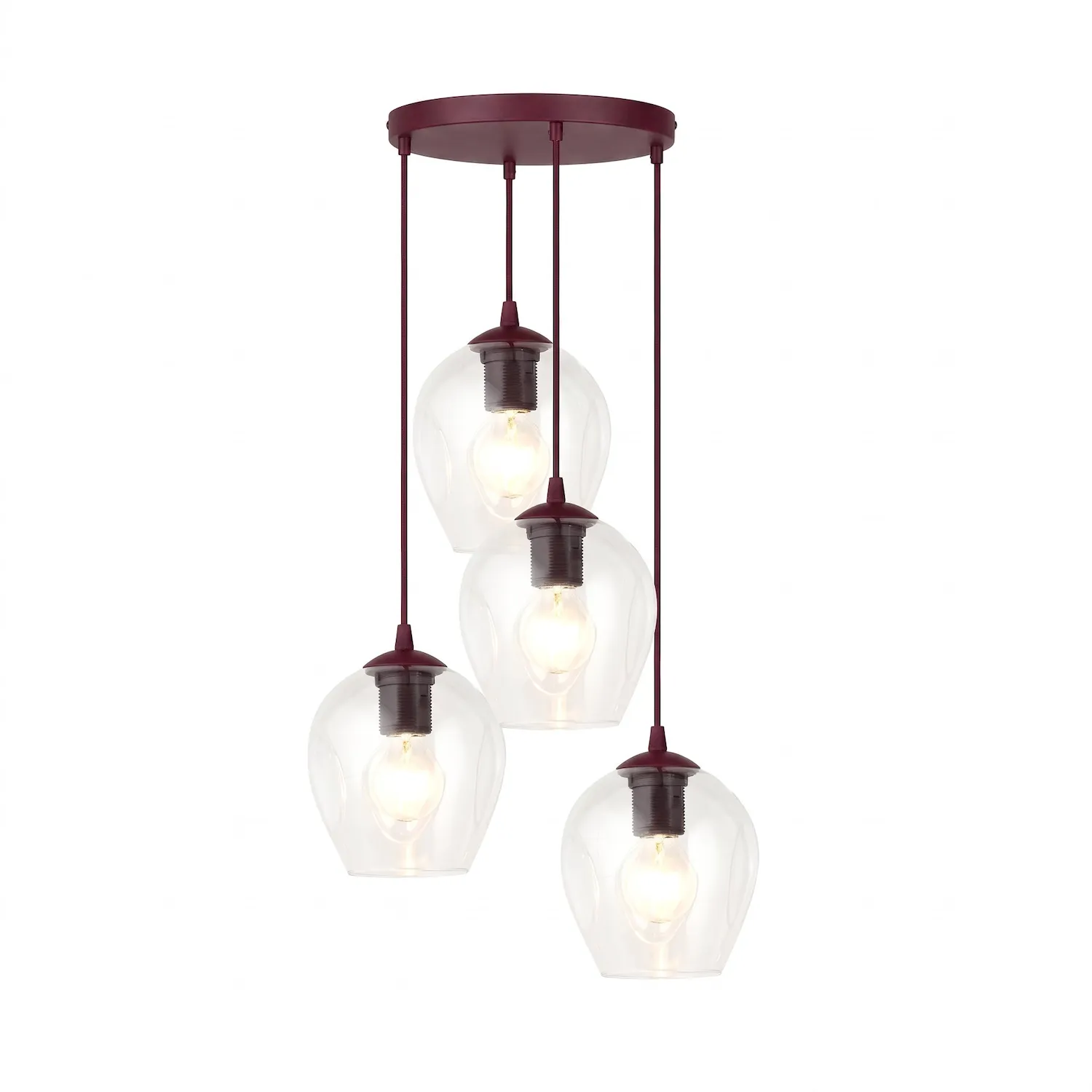 Lampa wisząca ISTAR 4 PREM burgundowy transparentny