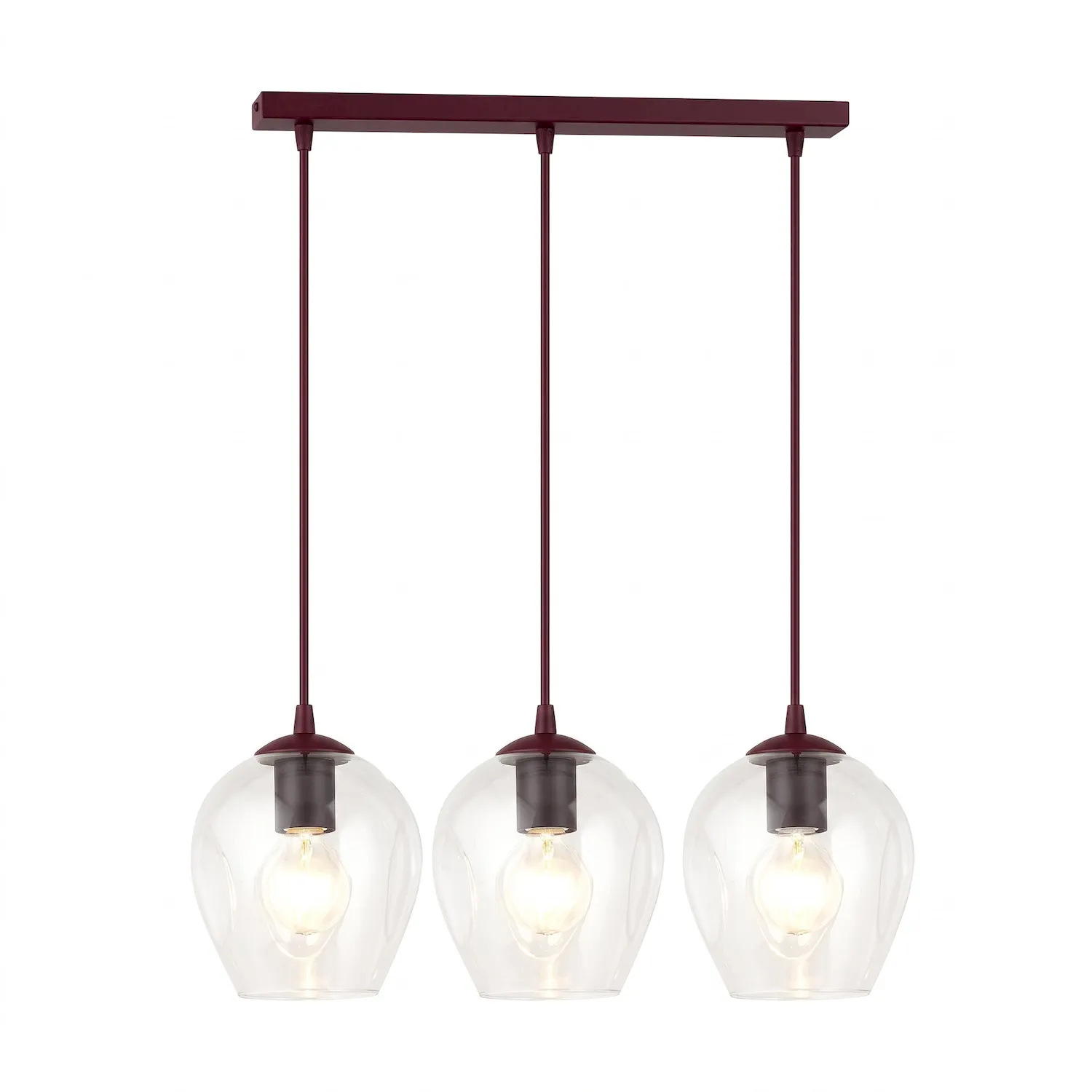 Lampa sufitowa ISTAR 3 burgundowy transparentny