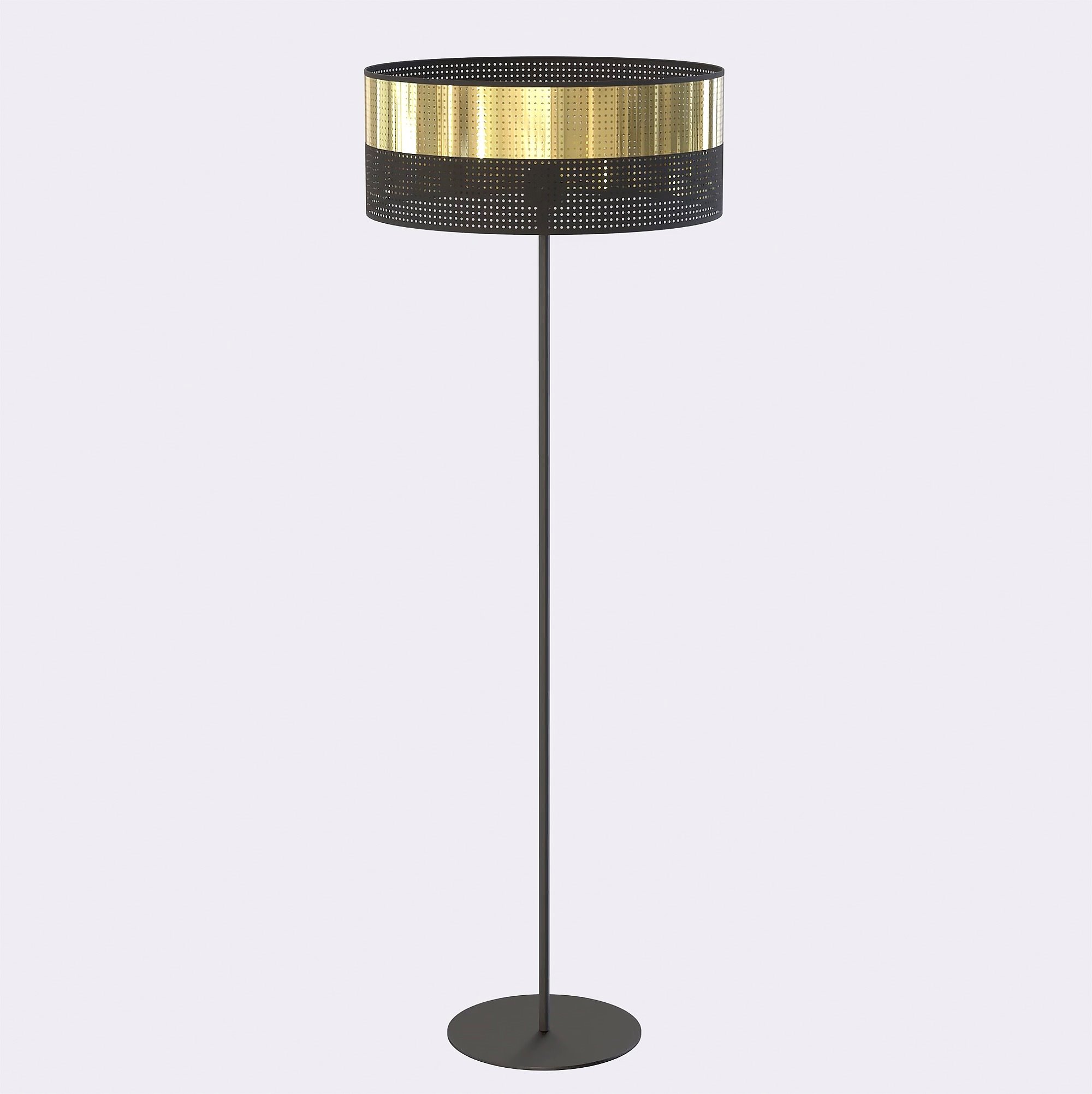 Lampa podłogowa LUX LP1 BL GOLD z abażurem czarna złota