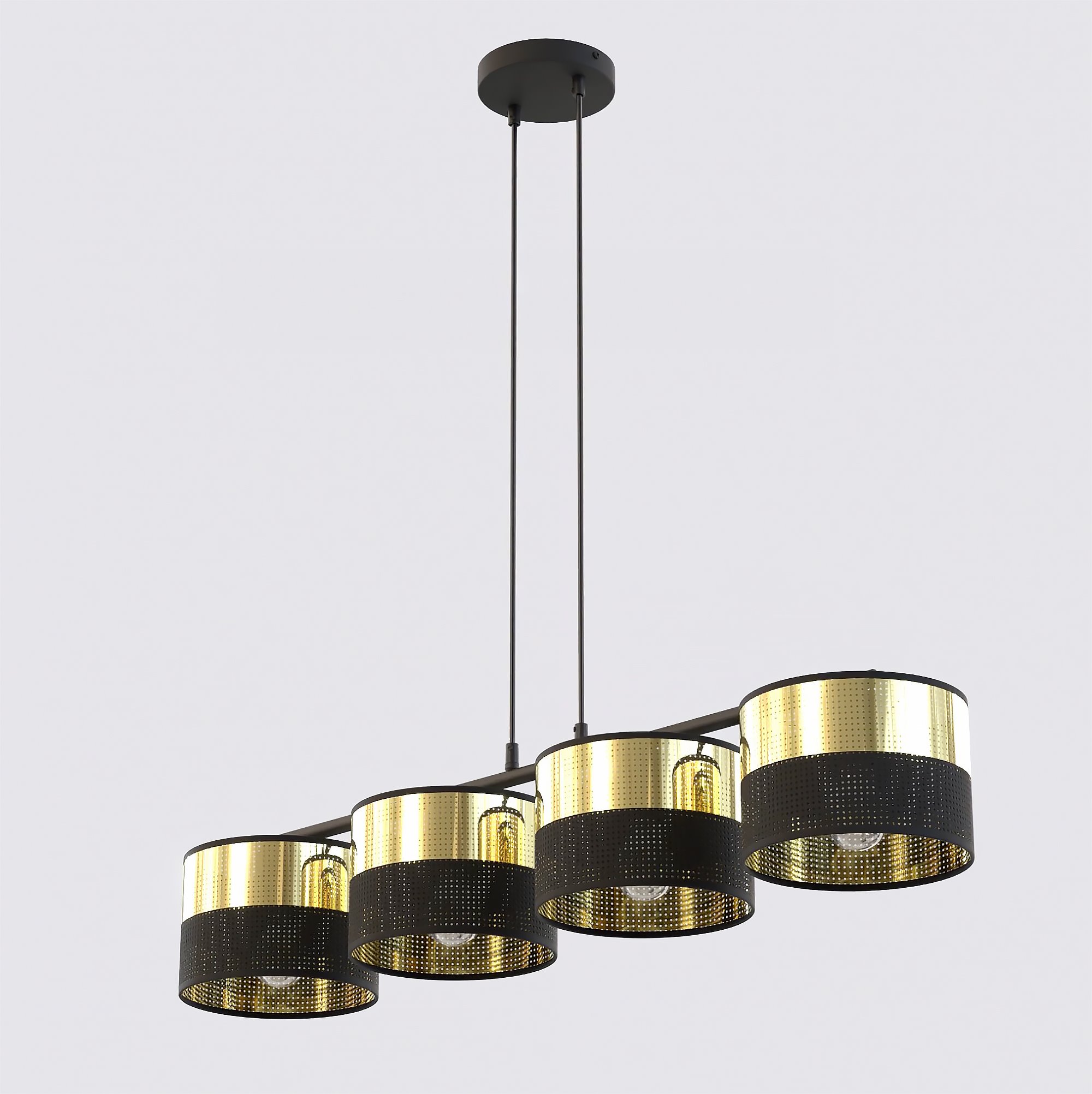 Lampa wisząca LUX 4 BL GOLD z abażurem czarna złota