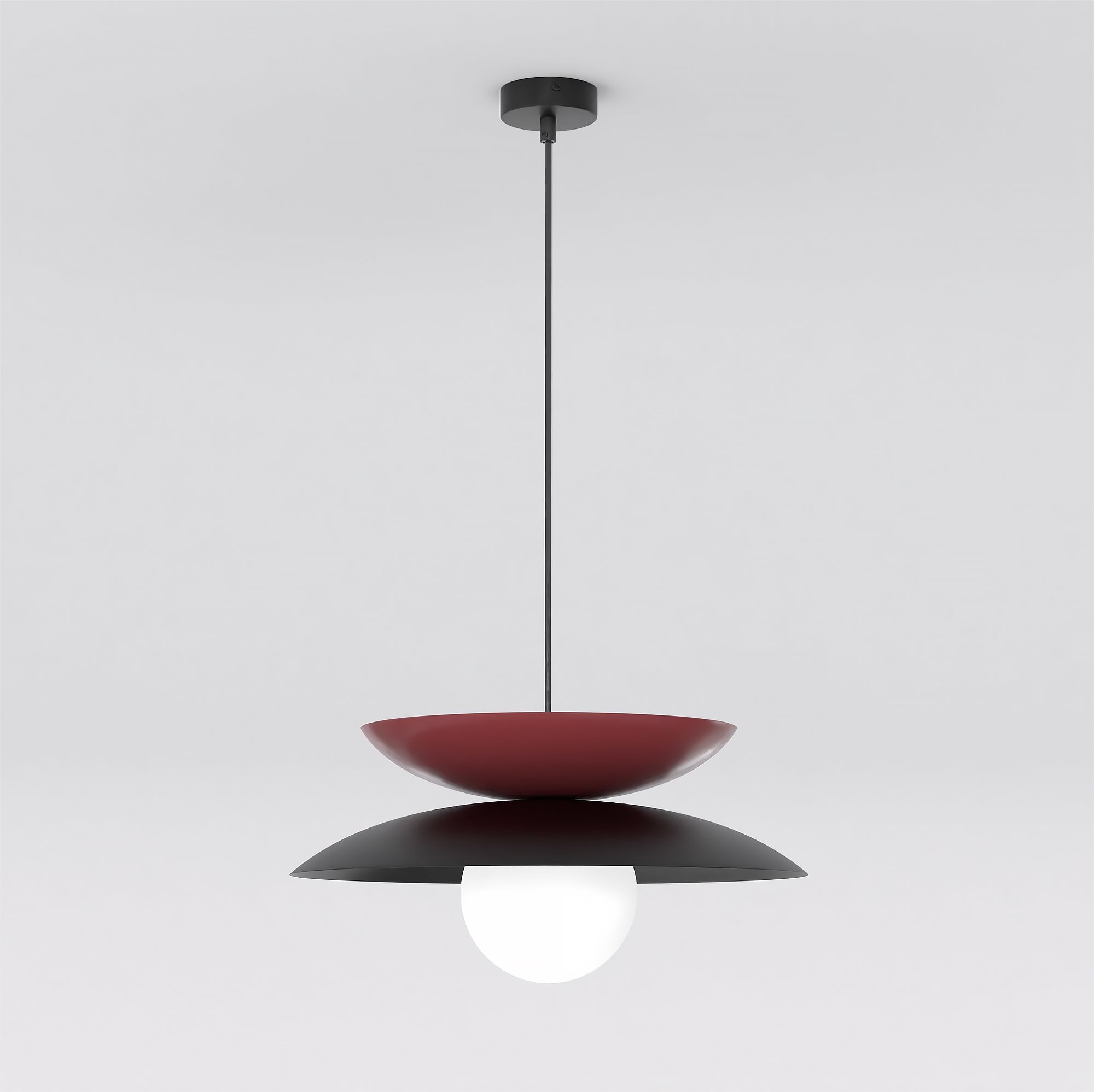 Lampa wisząca NAGOYA 1 BL BURGUNDY czarny burgundowy