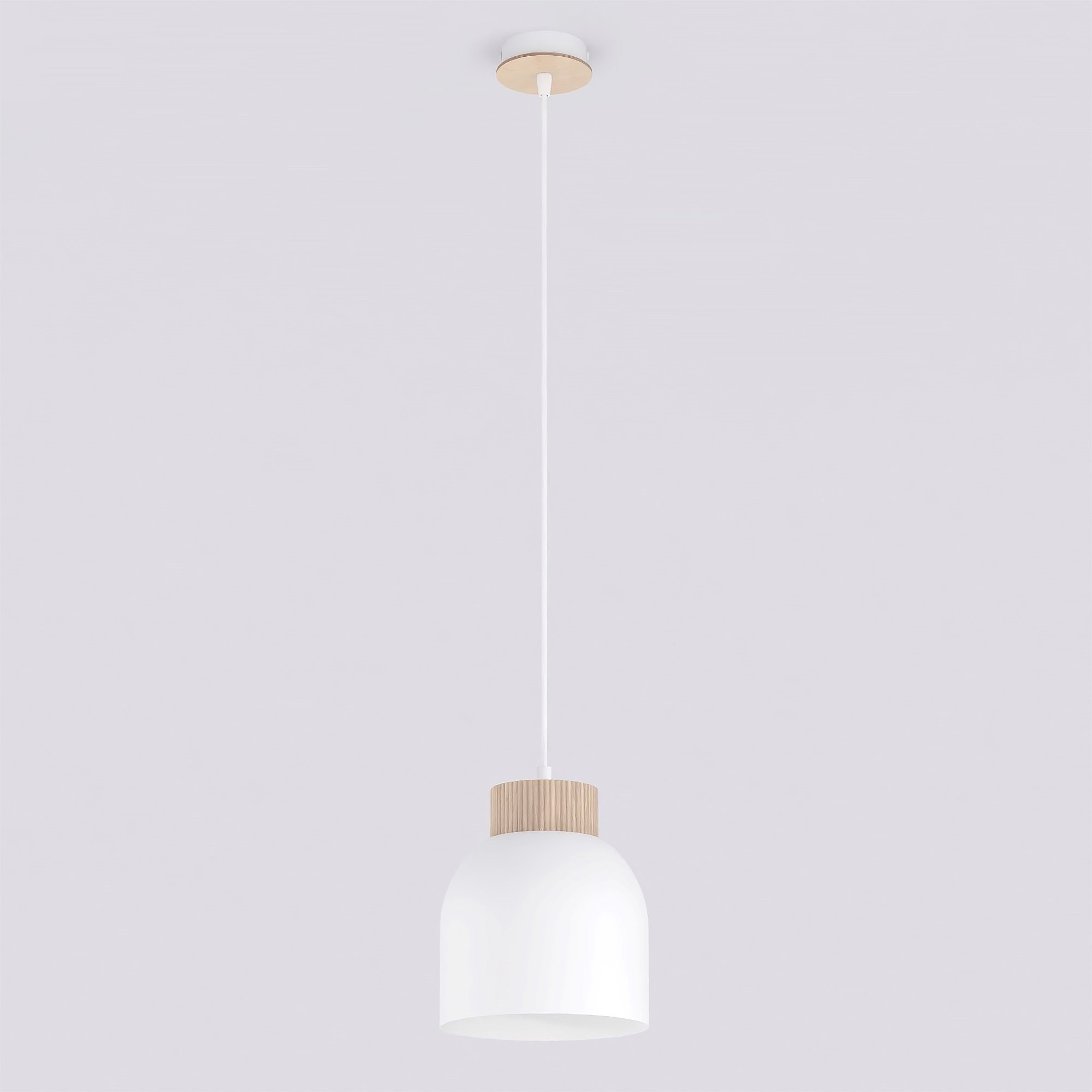 Lampa wisząca z drewnianym elementem VIGO 1 biały naturalny