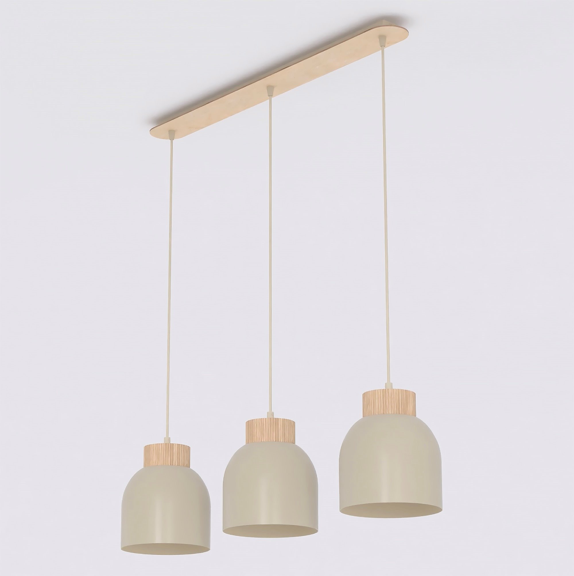 Lampa wisząca z drewnianym elementem VIGO 3 beżowy naturalny Lampa wisząca z drewnianym elementem VIGO 3 beżowy naturalny
