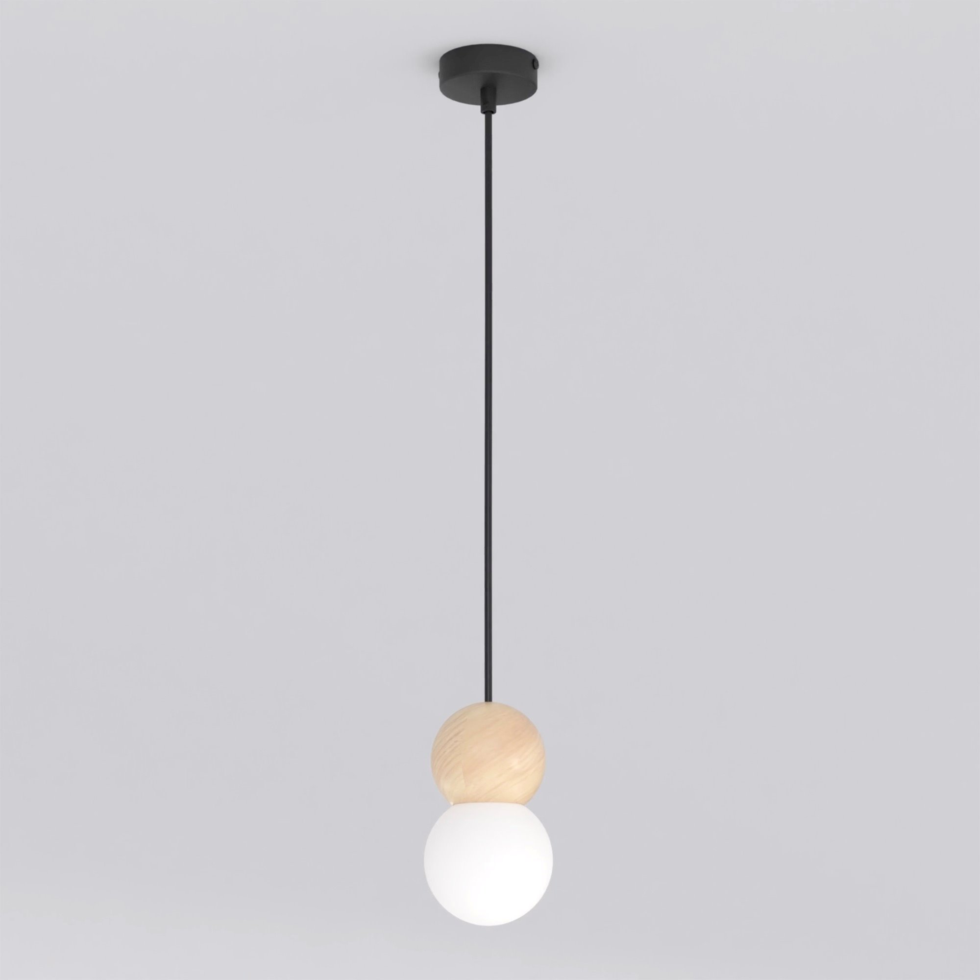 Lampa wisząca LOOP 1 BLACK czarny drewno biały Lampa wisząca LOOP 1 BLACK czarny drewno biały