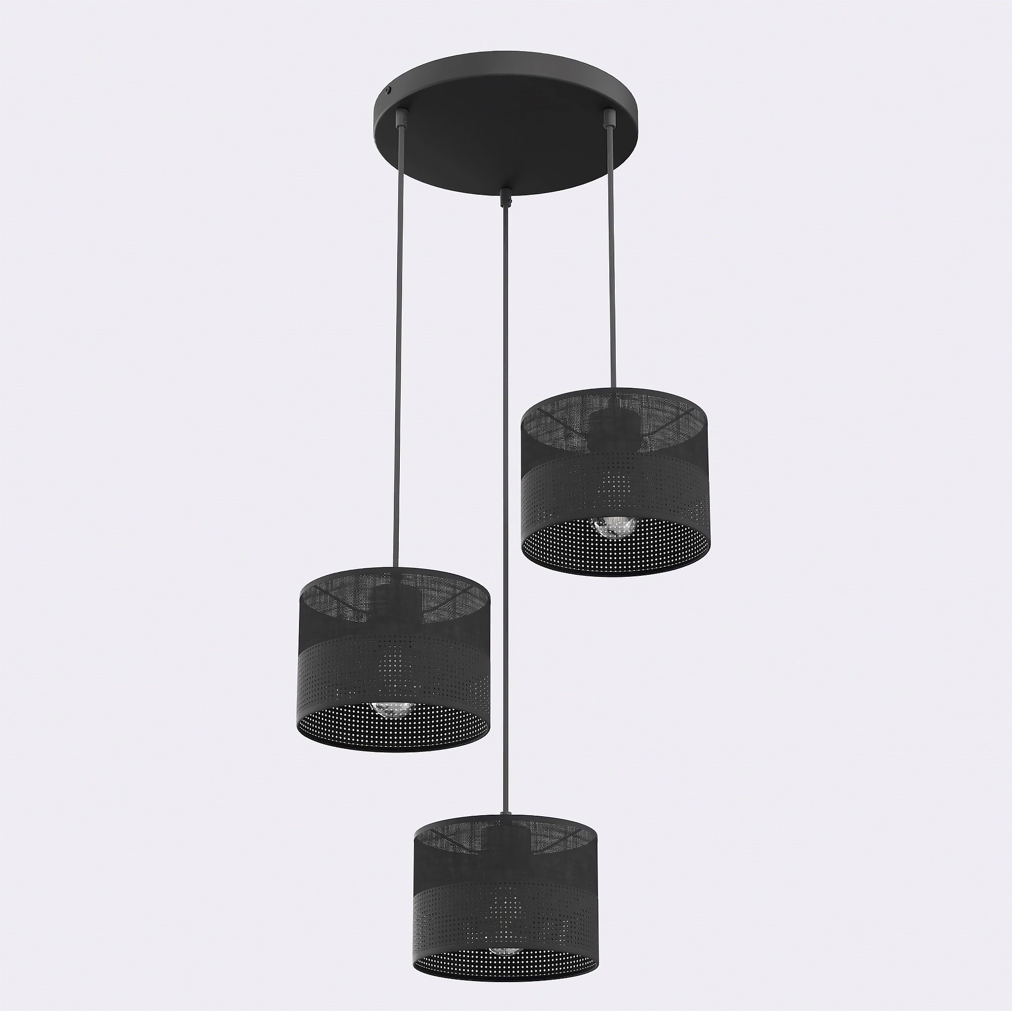 Lampa wisząca KARBON 3 BLACK PREMIUM z abażurami czarna Lampa wisząca KARBON 3 BLACK PREMIUM z abażurami czarna