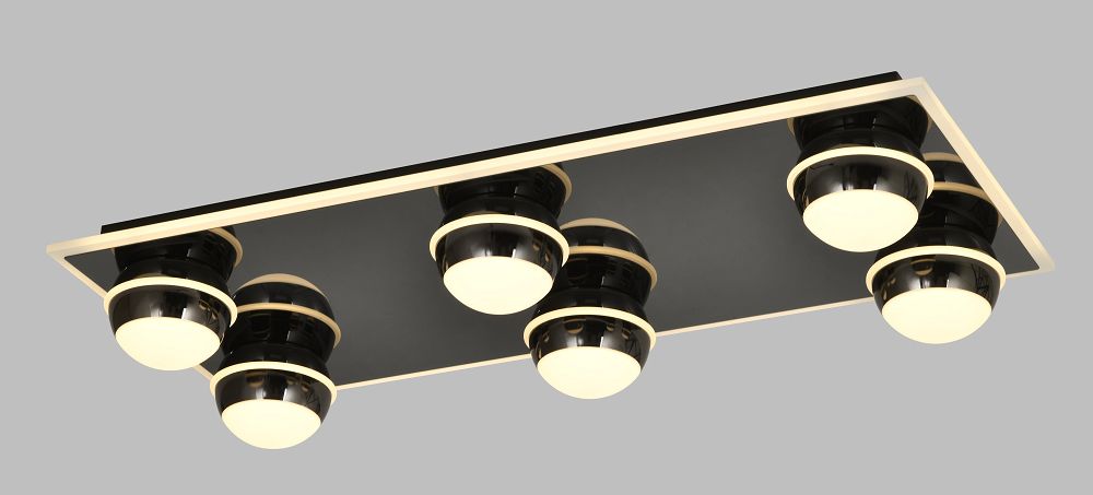 Plafon prostokątny BIARRITZ 6 LED czarny chrom Plafon prostokątny BIARRITZ 6 LED czarny chrom