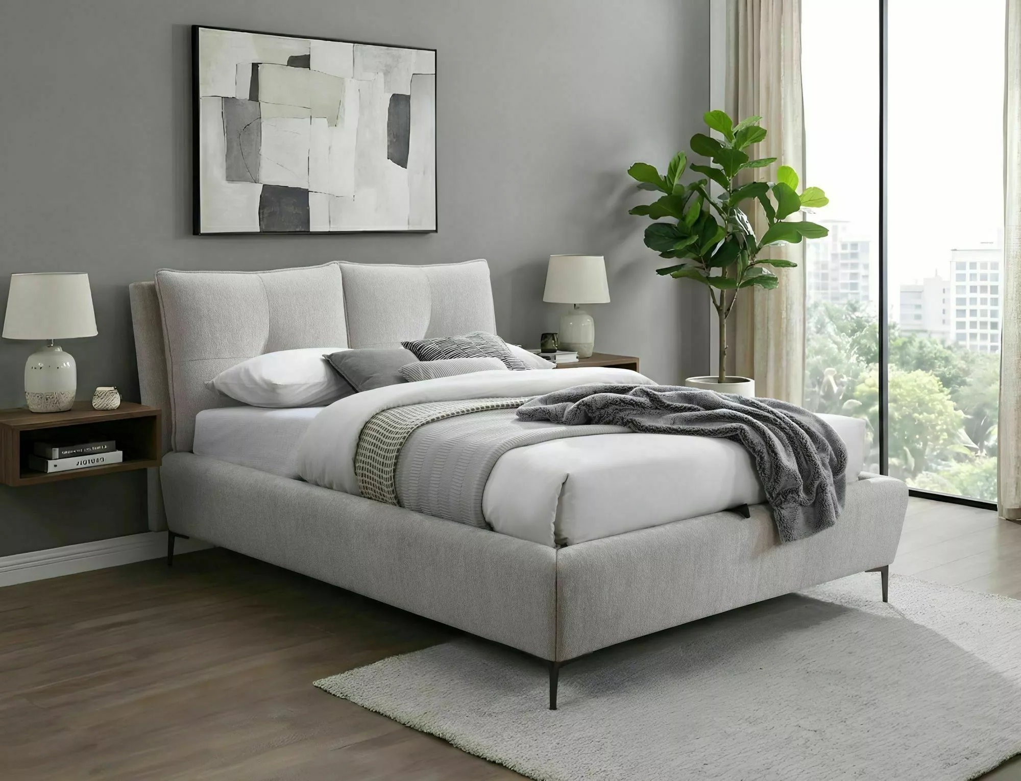 Łóżko z pojemnikiem PASADENA RAVEN 160x200 beżowe czarne Łóżko z pojemnikiem PASADENA RAVEN 160x200 beżowe czarne
