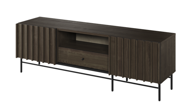 Szafka RTV z lamelami Piemonte PE-03 165cm jesion portlandzki/czarny