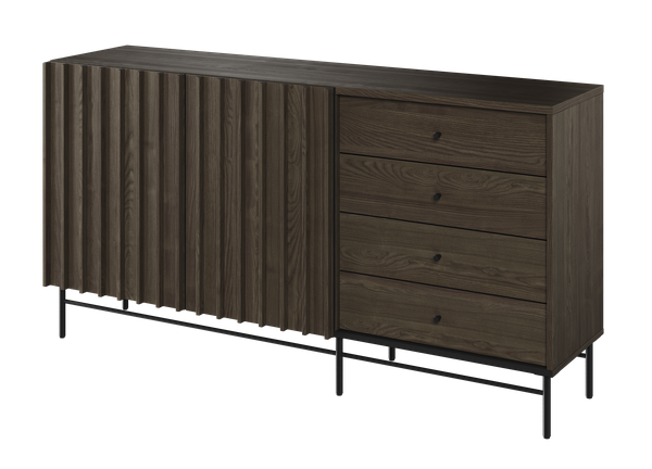 Komoda z szufladami Piemonte PE-07 165cm lamel jesion portlandzki/czarna Komoda z szufladami Piemonte PE-07 165cm lamel jesion portlandzki/czarna