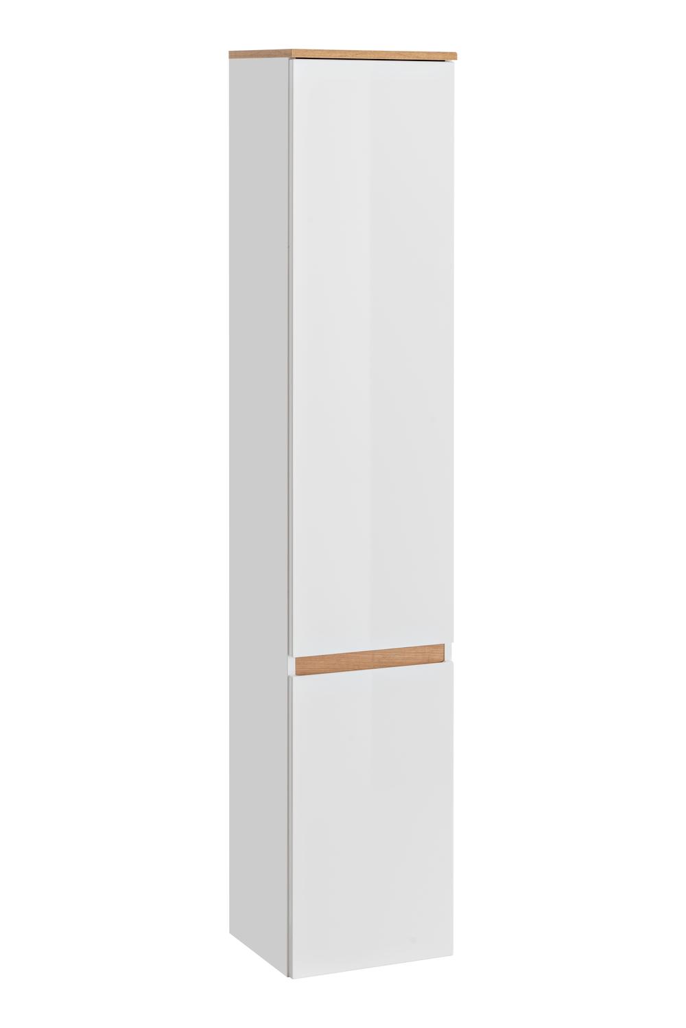 Szafka wysoka 2-drzwiowa PLATINUM biała, dąb złoty craft 176x35x30cm