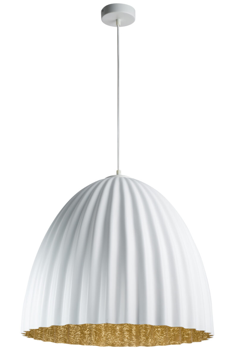 Lampa wisząca TELMA 50 biało-złota ryflowana
