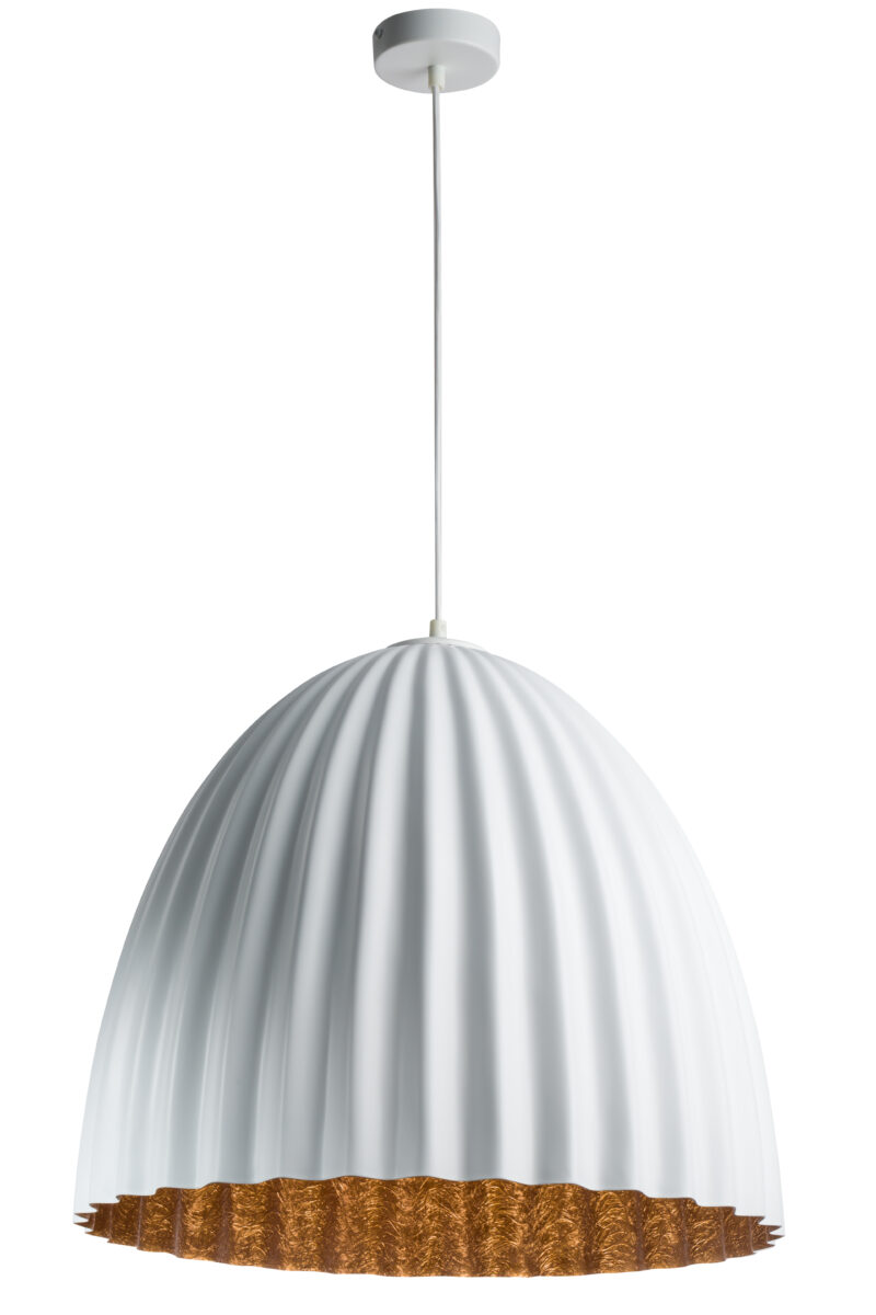 Lampa wisząca TELMA 70 biało-miedziana ryflowana