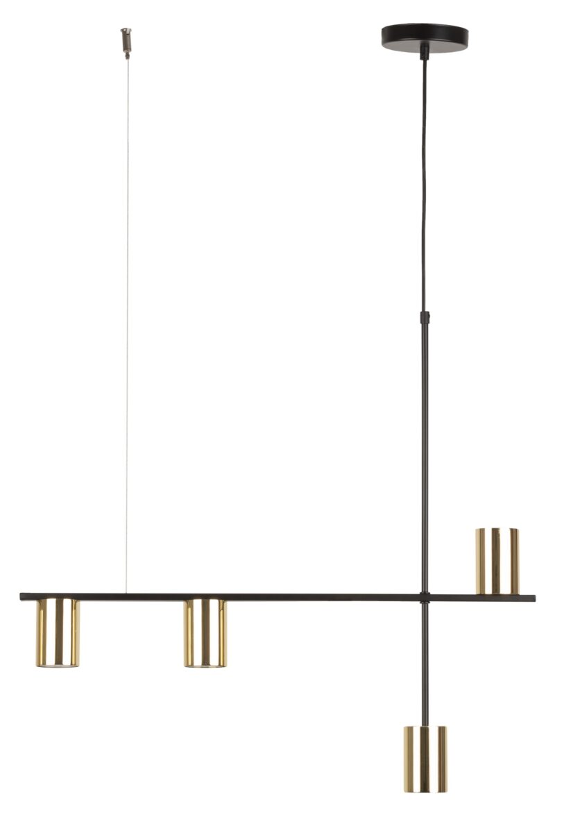 Lampa wisząca VENDO 4 czarna mosiądzowana