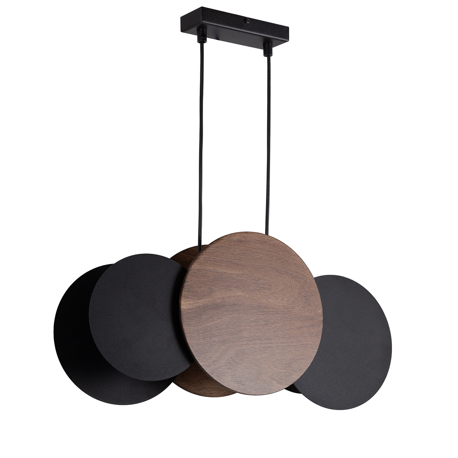 Lampa wisząca TOLA 3 czarno-brązowa efekt drewna