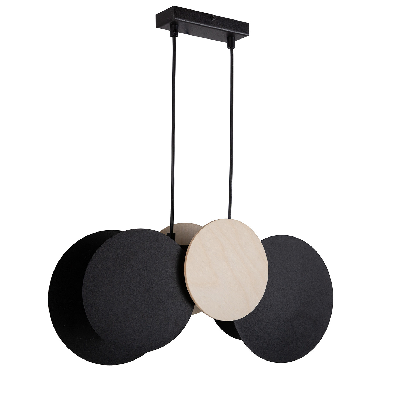 Lampa wisząca TOLA 2 czarna efekt drewna