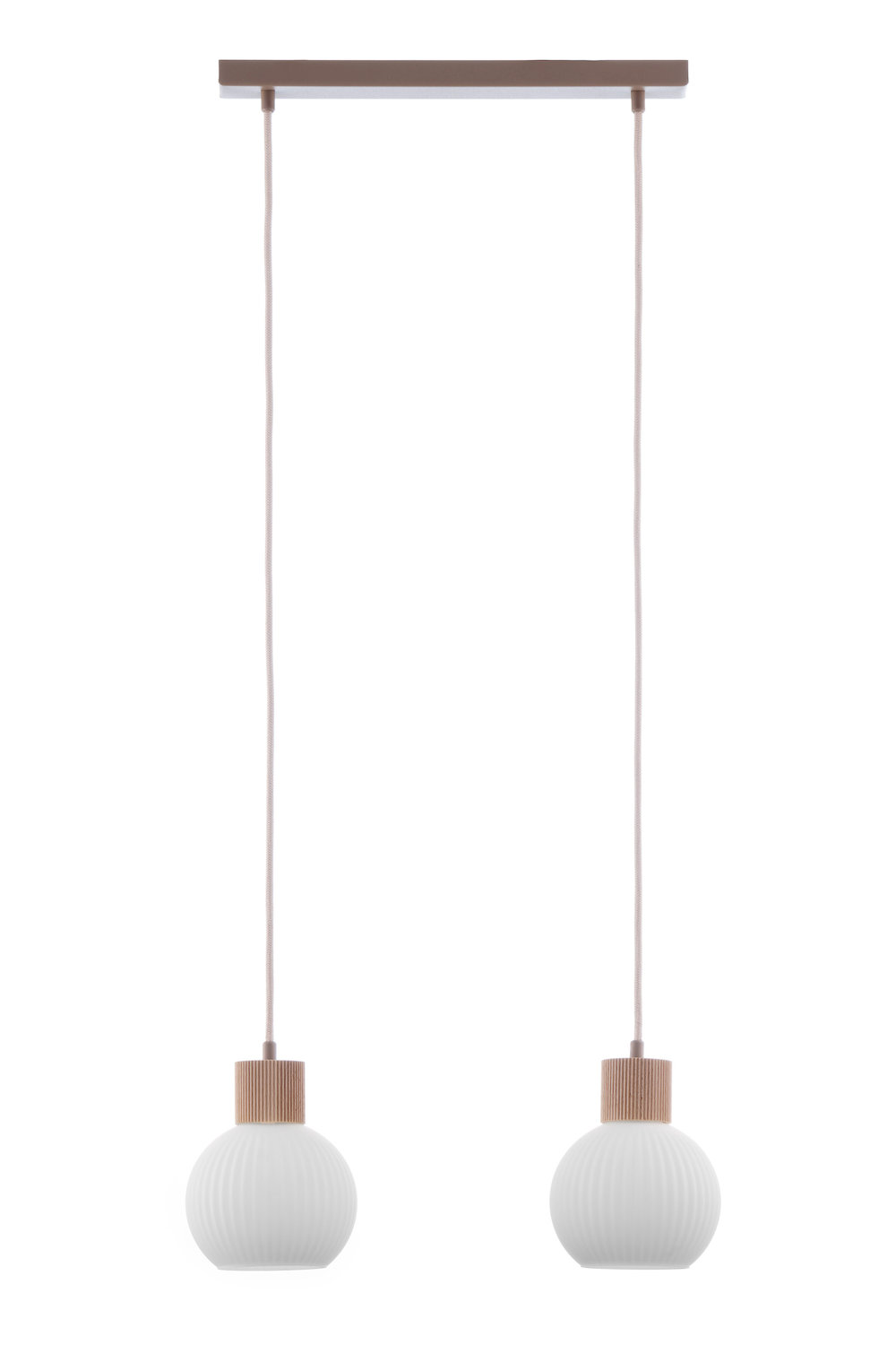 Lampa wisząca ALBA 2  beżowy biały drewno bukowe