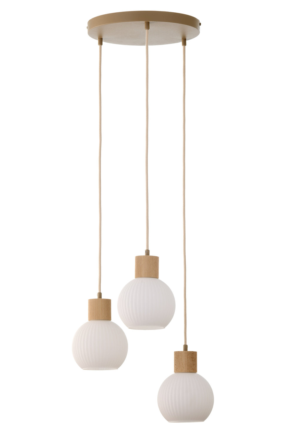 Lampa wisząca ALBA 3 koło beżowy biały drewno bukowe Lampa wisząca ALBA 3 koło beżowy biały drewno bukowe