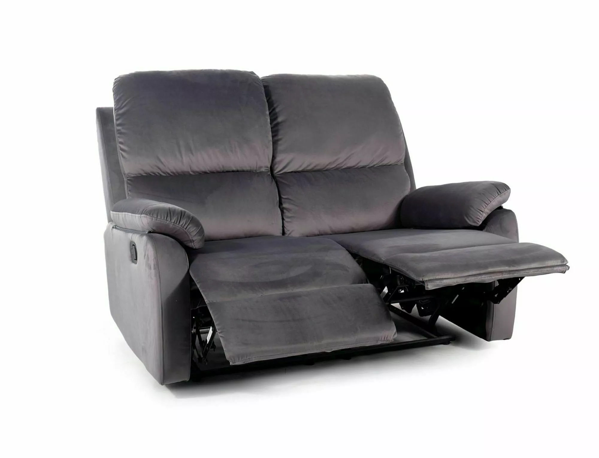 Sofa z regulowanym podnóżkiem SPENCER 2 VELVET 136 cm szara Signal