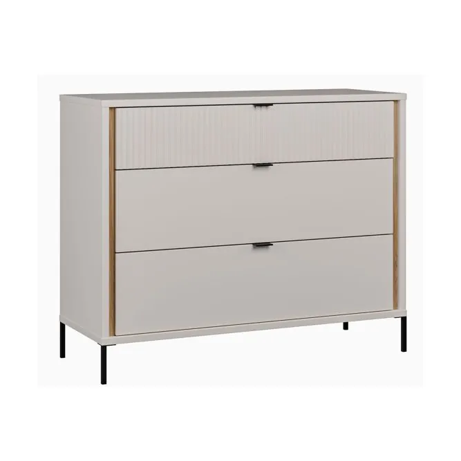 Komoda SERAVEL z 3 szufladami 109 cm piaskowy Dąb Mauvella Komoda SERAVEL z 3 szufladami 109 cm piaskowy Dąb Mauvella