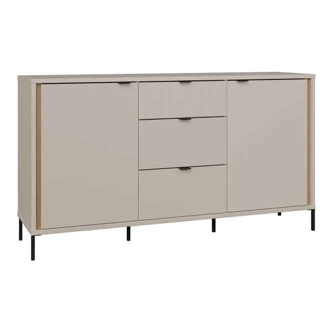Komoda 2-drzwiowa SERAVEL z 3-szufladami 159 cm Piaskowy Dąb Mauvella