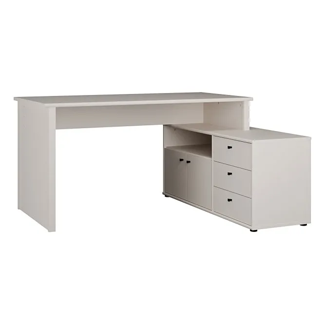 Biurko narożne ARCHBOX z szafką i 3 szufladami 141 cm piaskowy