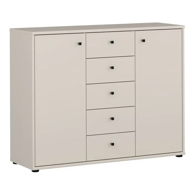 Komoda 2-drzwiowa z 5 szufladami ARCHBOX SZ108 W85 Piaskowy