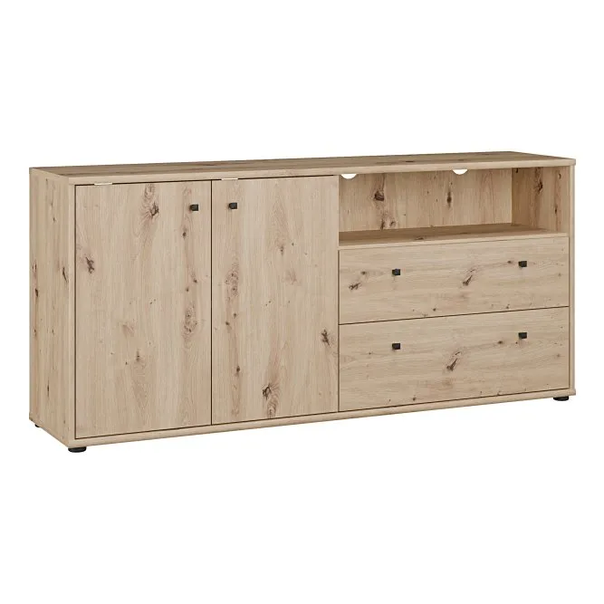 Szafka RTV 2-drzwiowa z 2 szufladami ARCHBOX L/P SZ144 cm Piaskowy