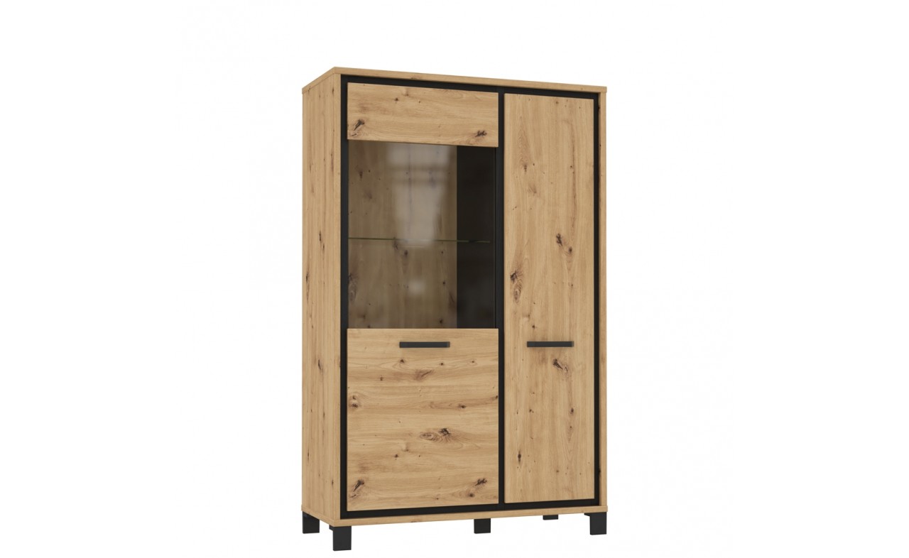 Witryna szklana 2-drzwiowa TRONDHEIM 161x101 dąb artisan dąb czarny