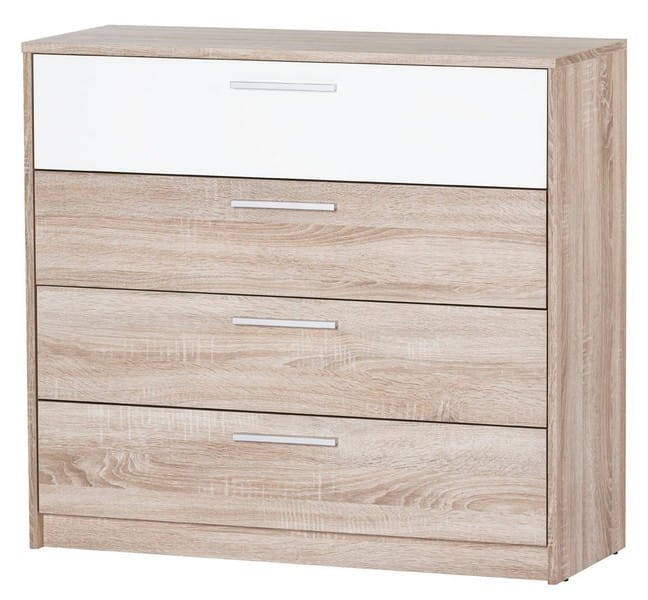 Komoda MILO 6 z szufladami dąb sonoma biały 98x90x38cm