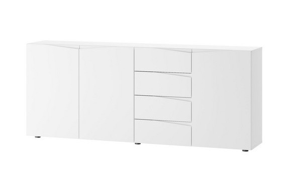 Komoda LUCCA 3 3-drzwiowa 4-szuflady biała 200x82x38cm