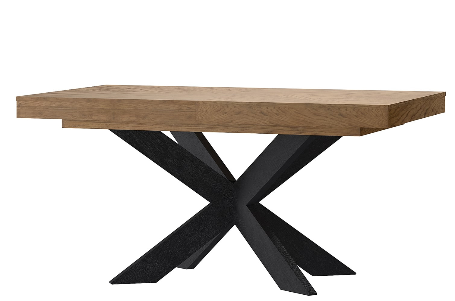 Stół rozkładany COZY 39 z blatem w jodełkę 95x160-210 - dąb rustikal, czarny Stół rozkładany COZY 39 z blatem w jodełkę 95x160-210 - dąb rustikal, czarny