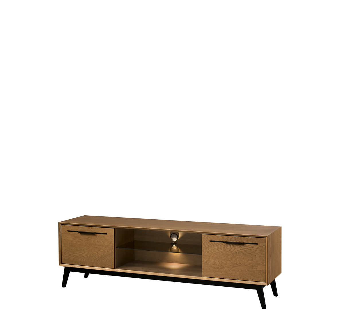 Szafka RTV LAZURE 25 2-drzwiowa z oświetleniem dąb karmelowy, czarny 180x55x42cm Szafka RTV LAZURE 25 2-drzwiowa z oświetleniem dąb karmelowy, czarny 180x55x42cm