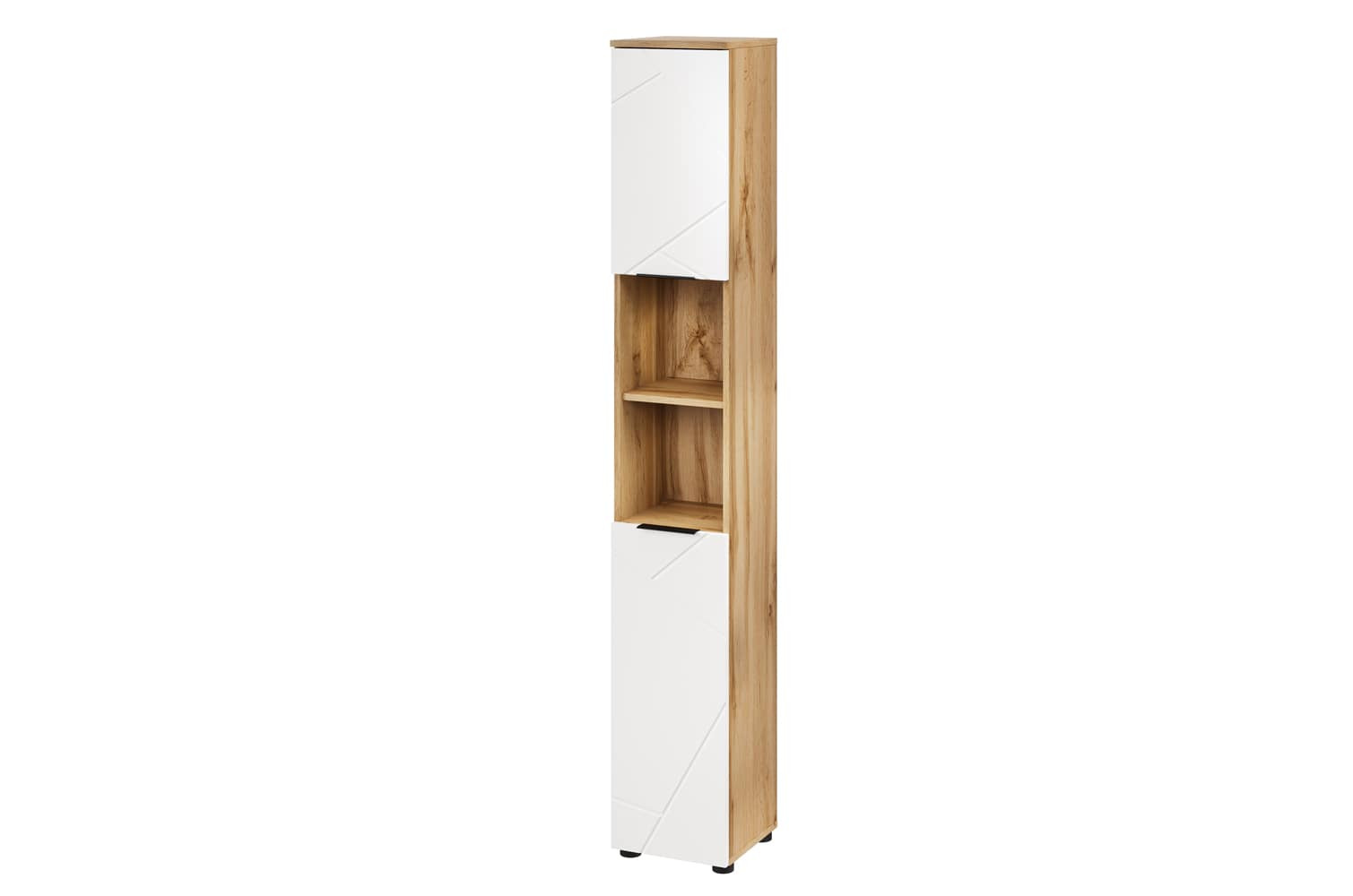 Szafka łazienkowa wysoka MAZI L/P 192x30 dąb Wotan/biały mat